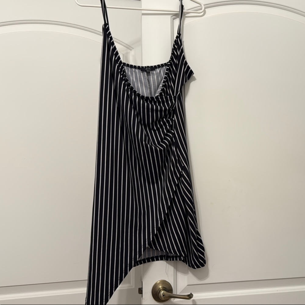 Iris Black and White Striped Asymmetrical Dress